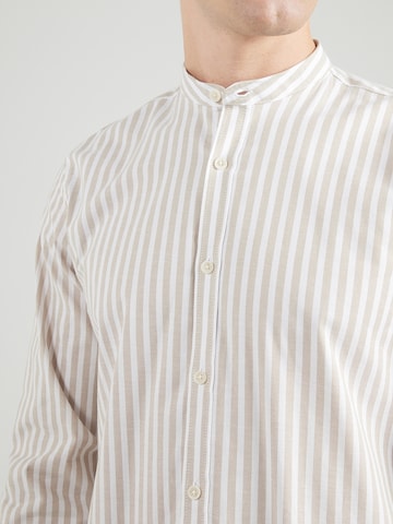 Lindbergh Regular Fit Hemd 'Manderin' in Beige