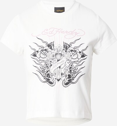 Ed Hardy T-shirt i ljusrosa / svart / vit, Produktvy