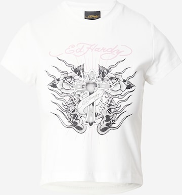 Tricou de la Ed Hardy pe alb: față