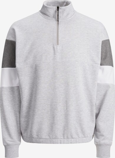 JACK & JONES Sweatshirt 'Logan' in dunkelgrau / graumeliert / weiß, Produktansicht