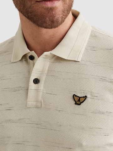 PME Legend - Camiseta 'Polo shirt with stripe pattern and flight pocket' en beige
