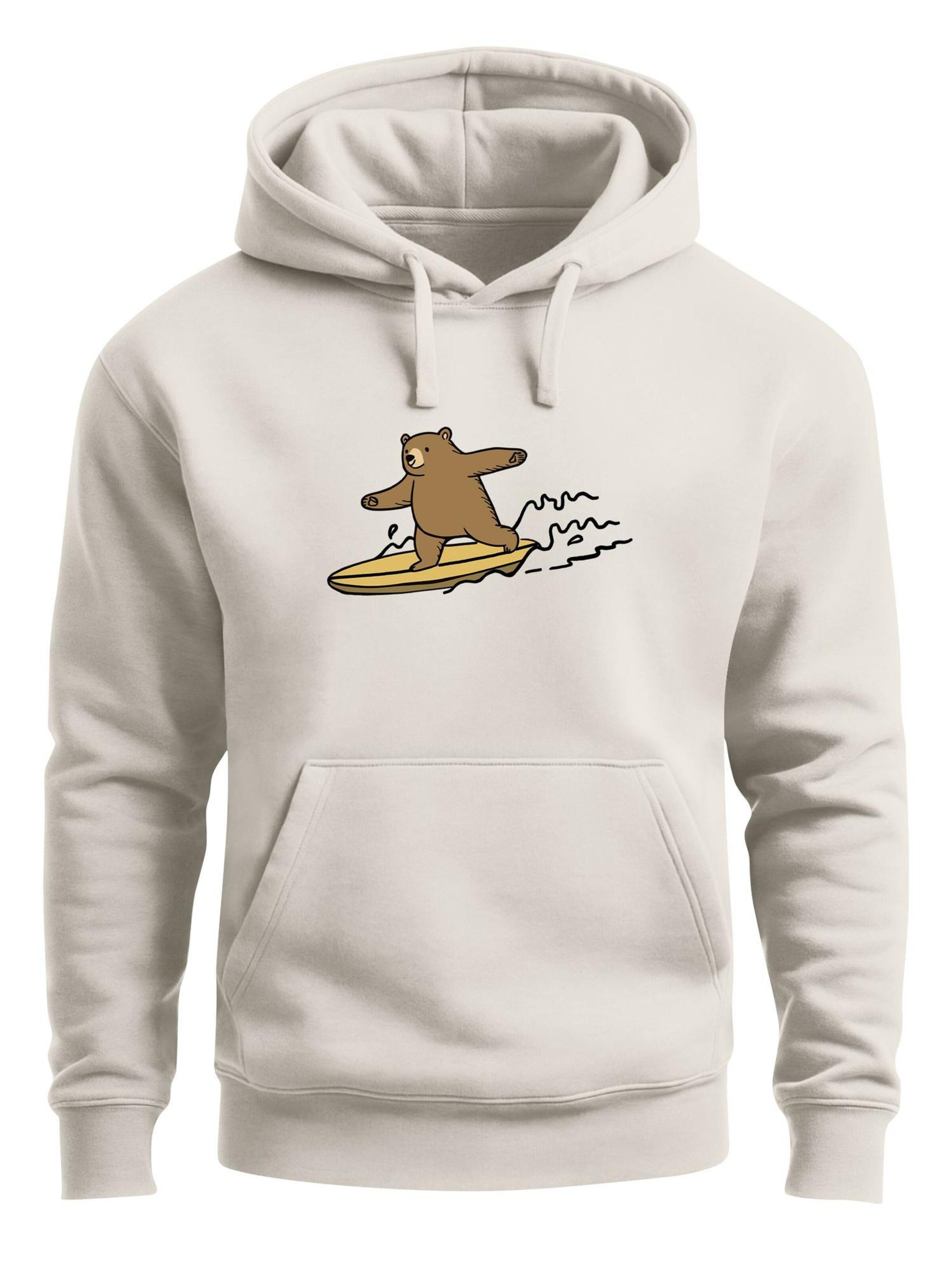 Neverless Sweatshirt 'Surfing Bear'‌‌‌‌‌ in Beige: Vorderseite