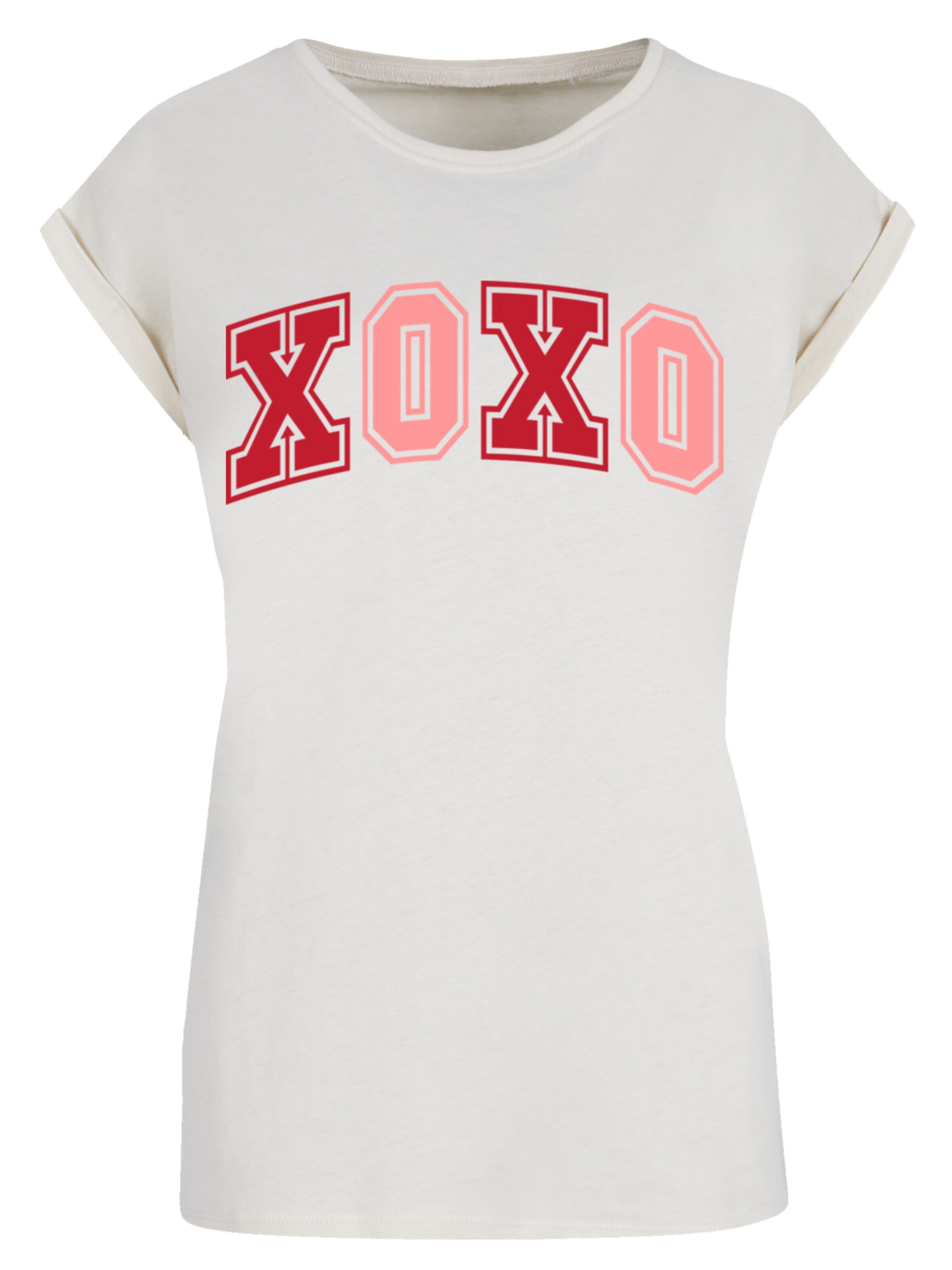 F4NT4STIC Shirt 'Xoxo Varsity College Style Valentinstag' in Beige: front