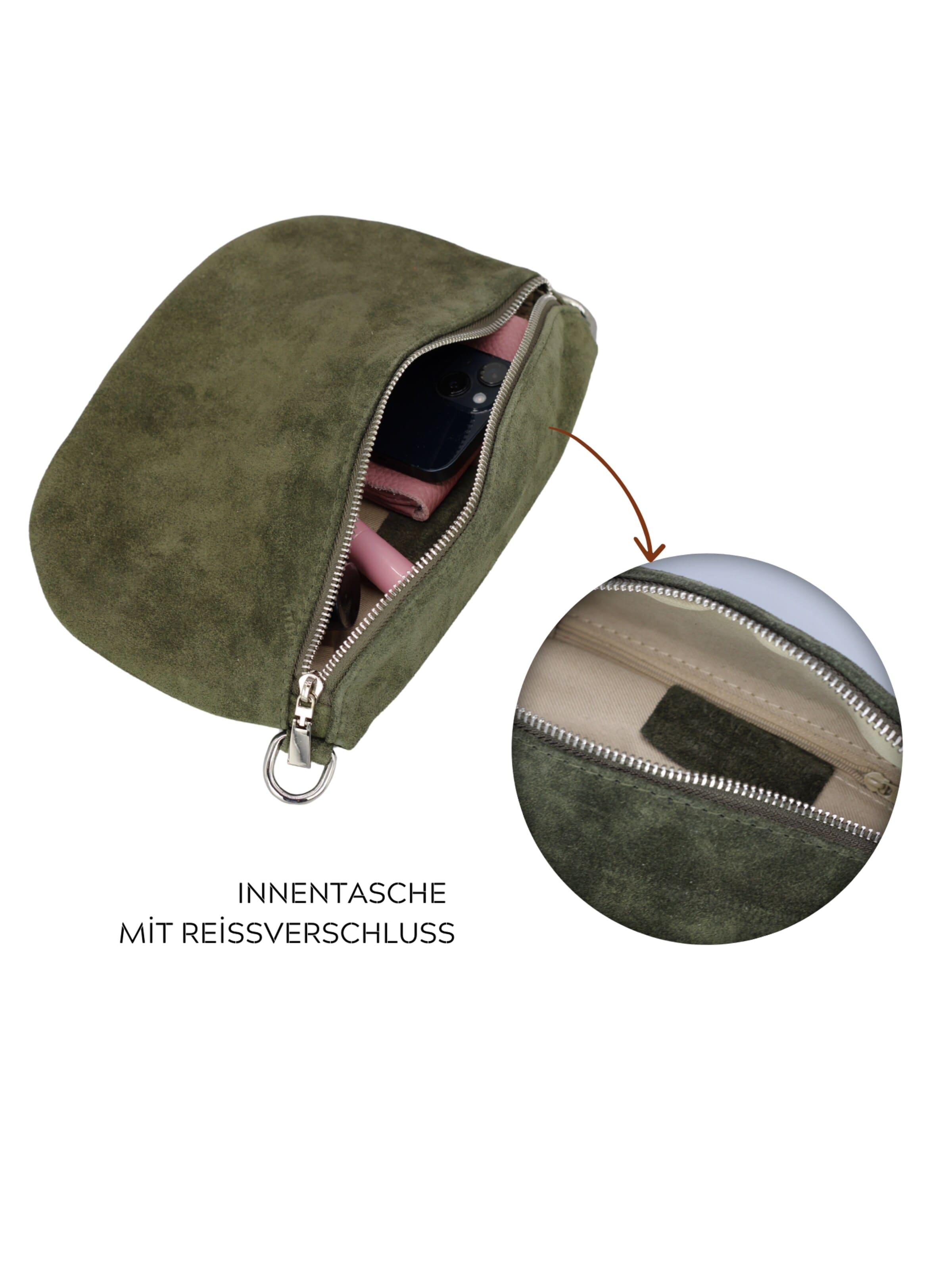 Brise Schultertasche 'Afia Suede'‌‌‌‌‌‌‌ in Grün