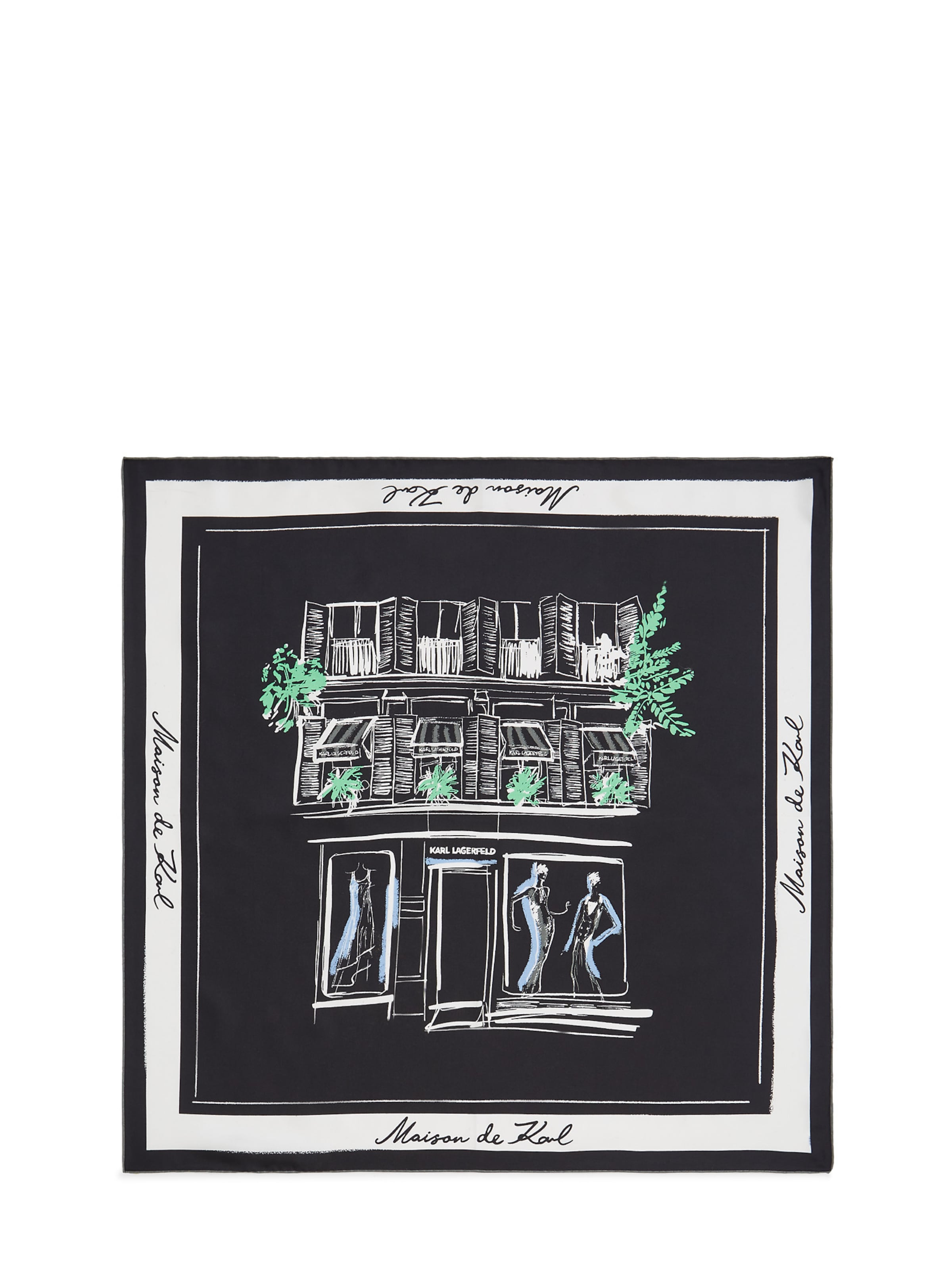 Karl Lagerfeld Šátek 'Maison de Karl' - světlemodrá / zelená / černá / bílá, Produkt