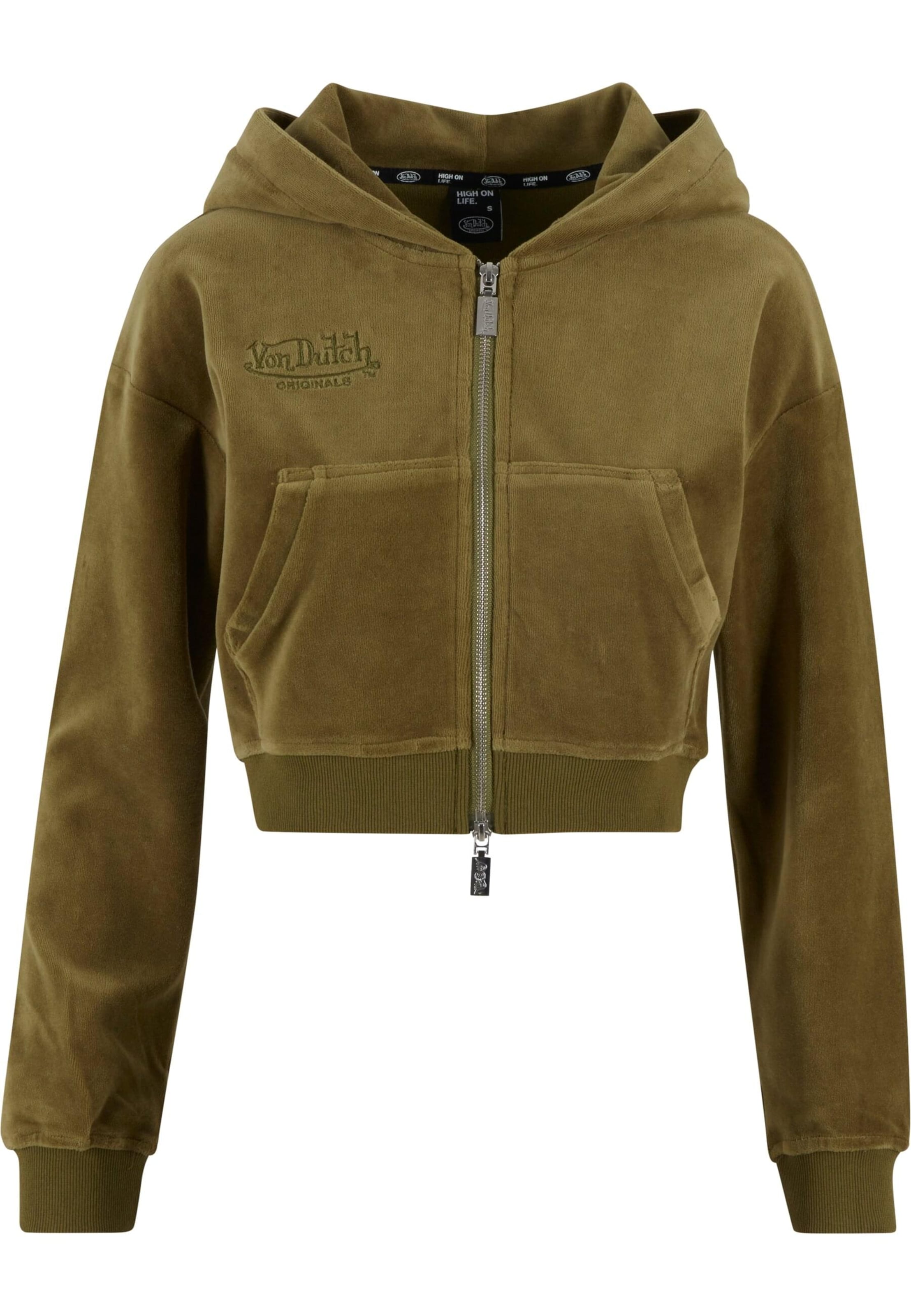 Von Dutch Originals - Sudadera con cremallera 'Michi' en verde: frente