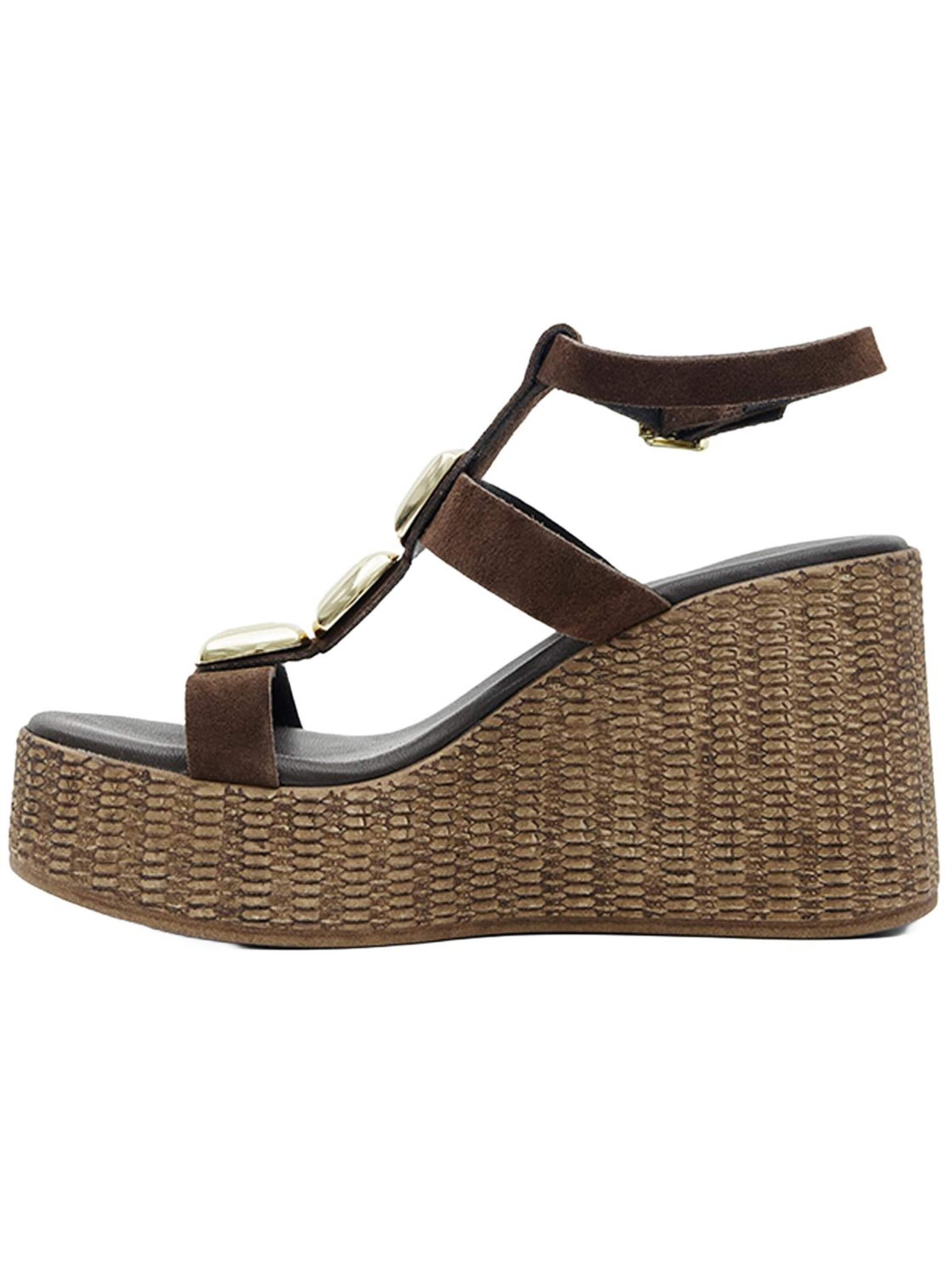 Desa Strap Sandals 'Keilsandalen' in Brown