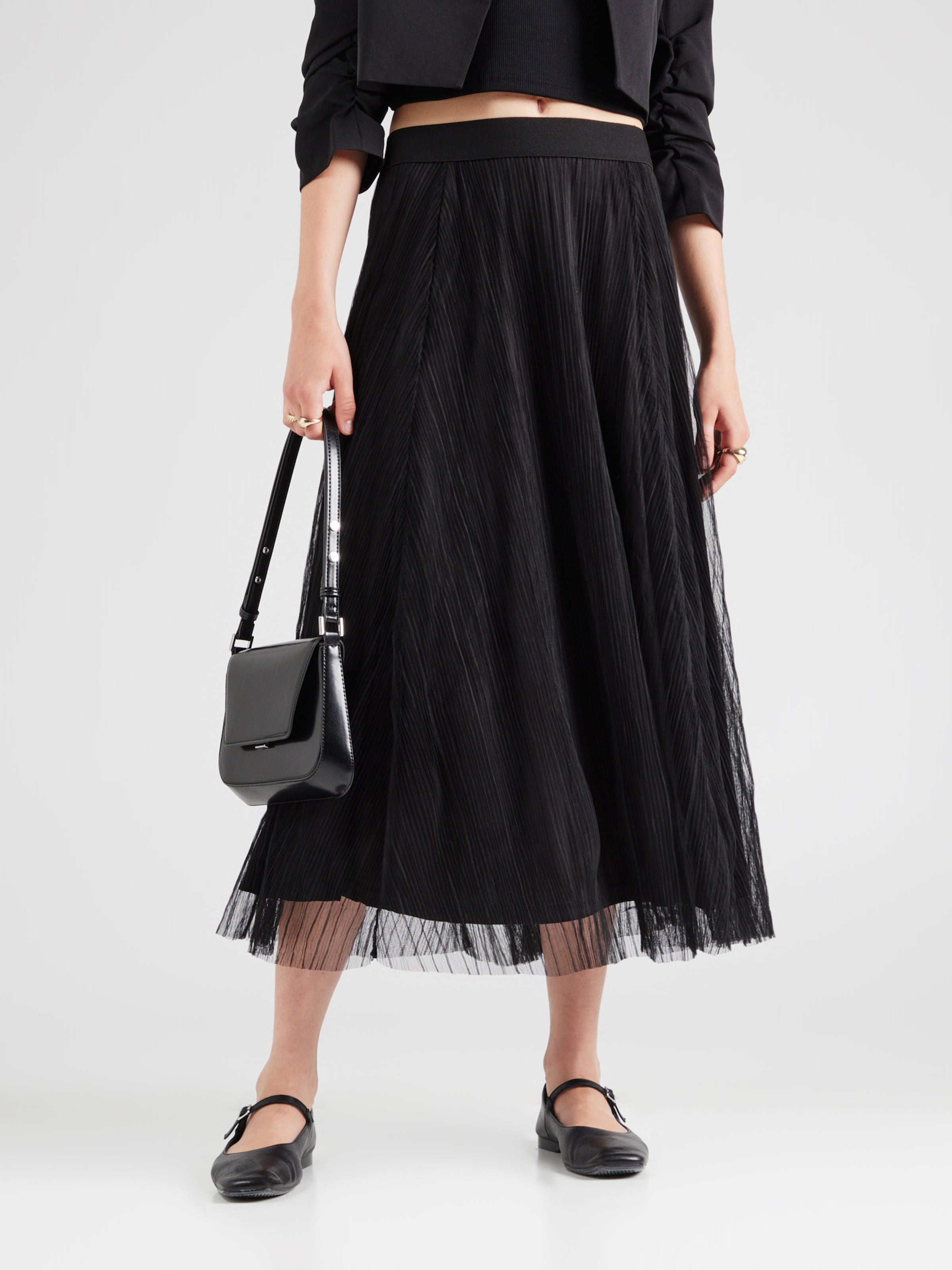 ★E.B.M★ Unbalanced Midi Pleated Skirt EMP3WSK040 Pleats Please Issey Miyake Pleated Midi Skirt | Black | FARFETCH