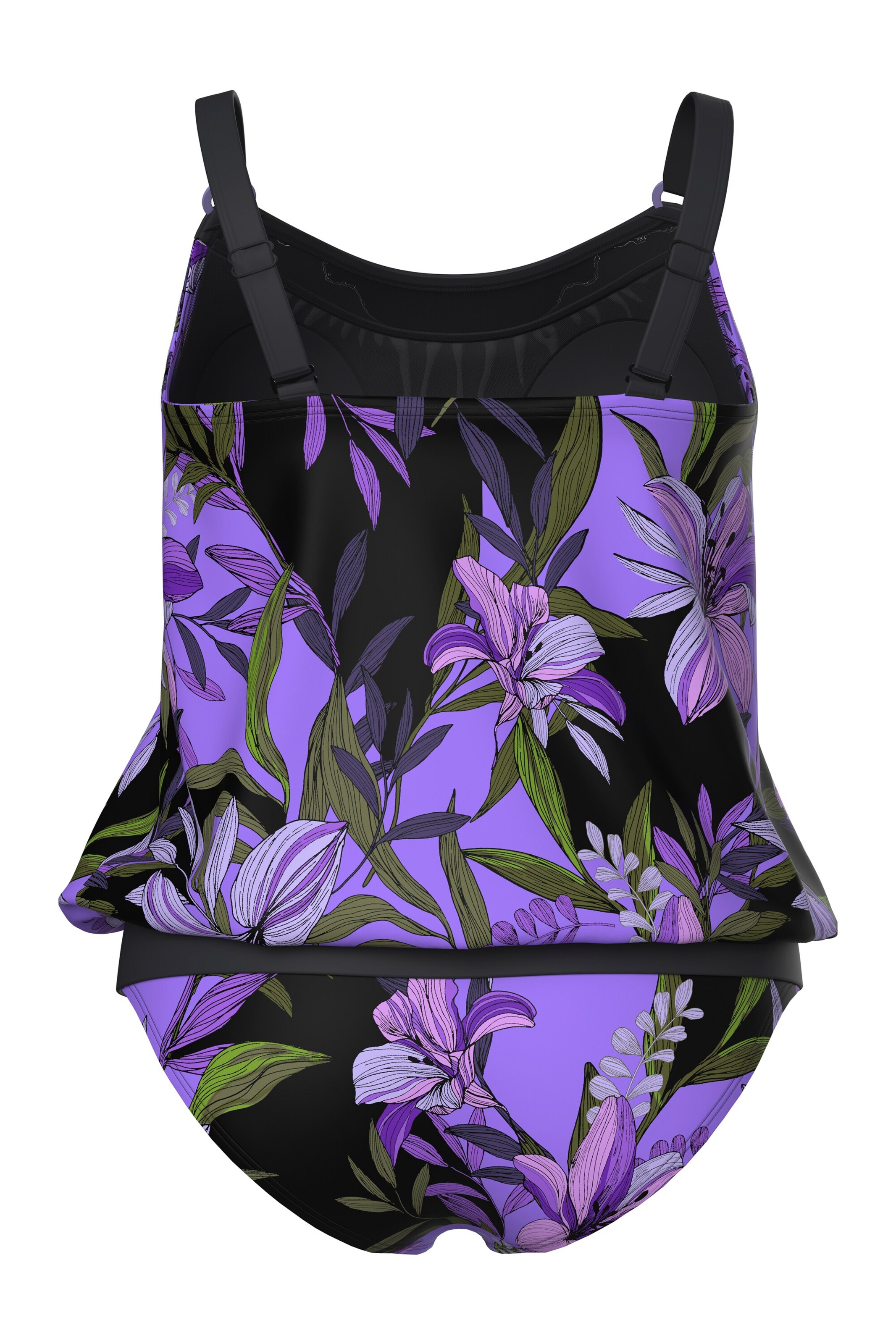 Ulla Popken T-shirt Badpak in Zwart