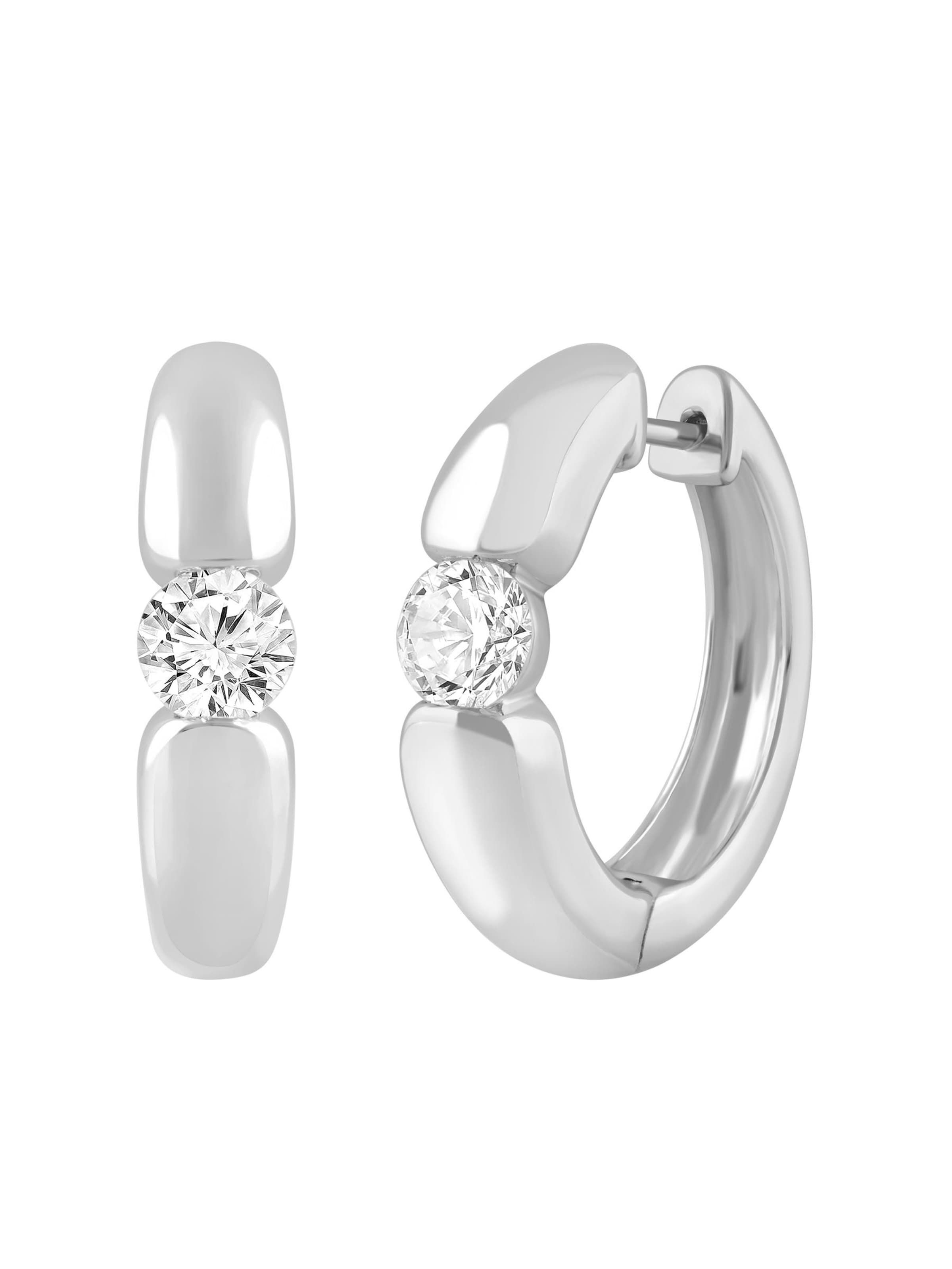 ETHISHER DIAMANTEN Earrings 'Ohrringe aus 375 Weißgold mit Lab Grown Diamant' in Silver: front