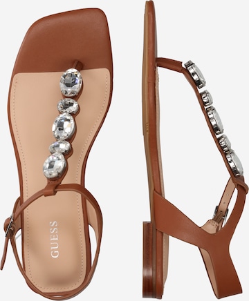 GUESS T-Bar Sandals 'SEFORA' in Brown