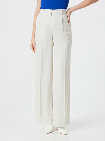 Calvin Klein Wide leg Pleat-Front Pants in White: front