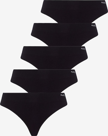 BeeDees Thong 'Boxer-String Comfee String (5-er Pack) Seamless' in Black: front