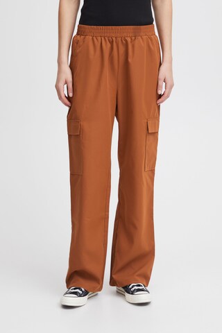 Wide leg Pantaloni 'Kecia' di ICHI in marrone: frontale