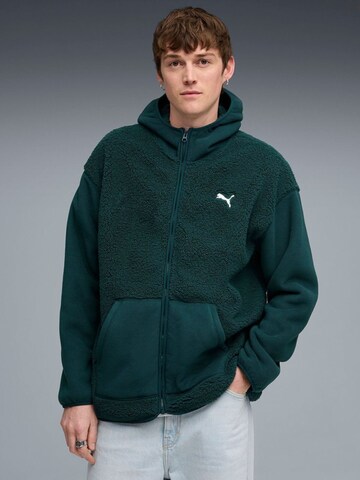 PUMA - Sudadera con cremallera 'Puma Ess Elevated Relaxed Winterized Full-zip' en verde
