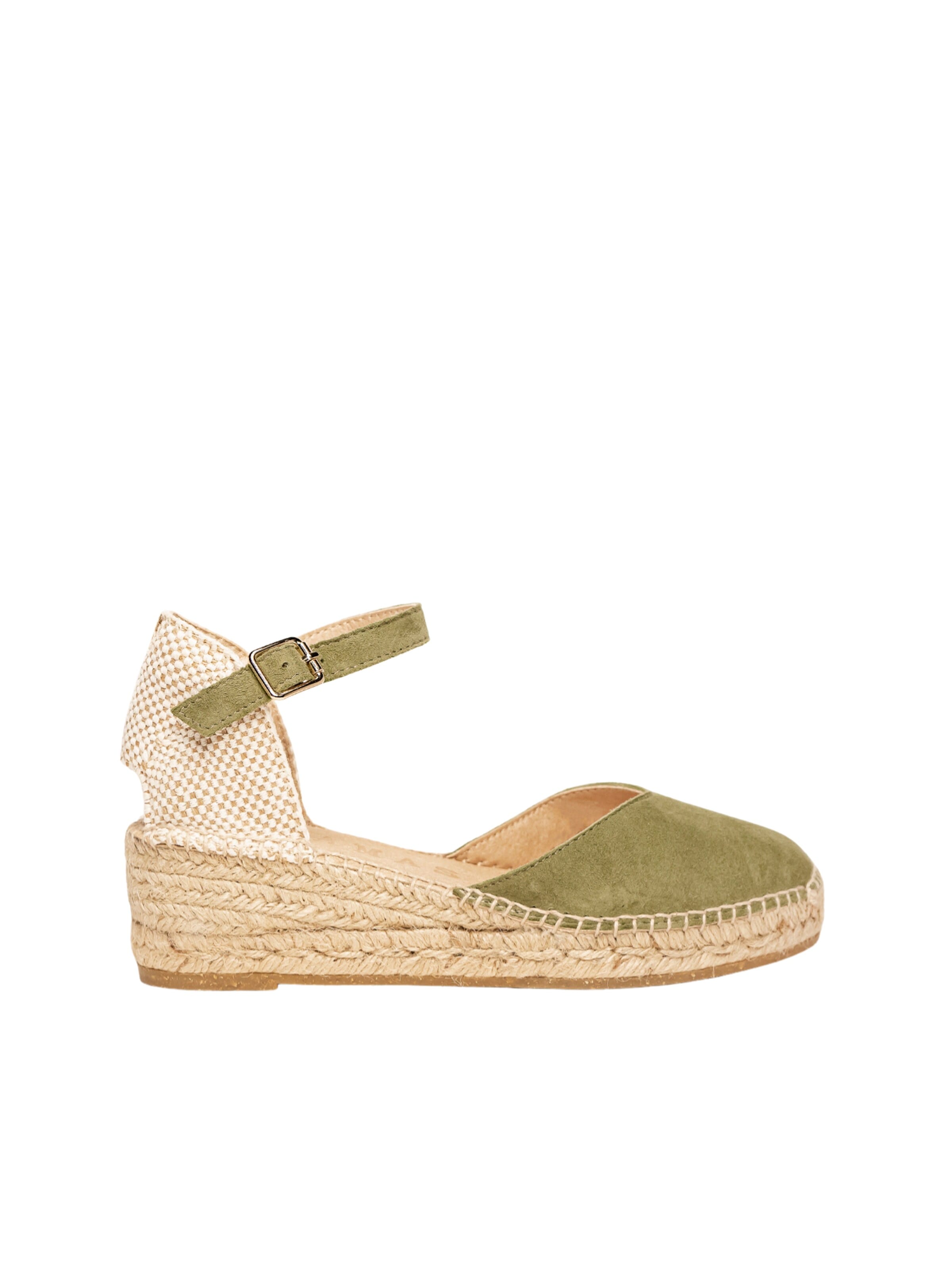 Alhamas - Sandalias con hebilla 'Alpargata Cuña 5 cm' en verde: frente