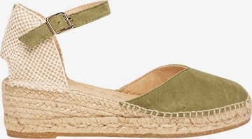 Alhamas - Sandalias con hebilla 'Alpargata Cuña 5 cm' en verde: frente
