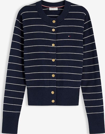 TOMMY HILFIGER Strickjacke 'Logo Gold-tone Button' in XXS in navy / weiß, Produktansicht