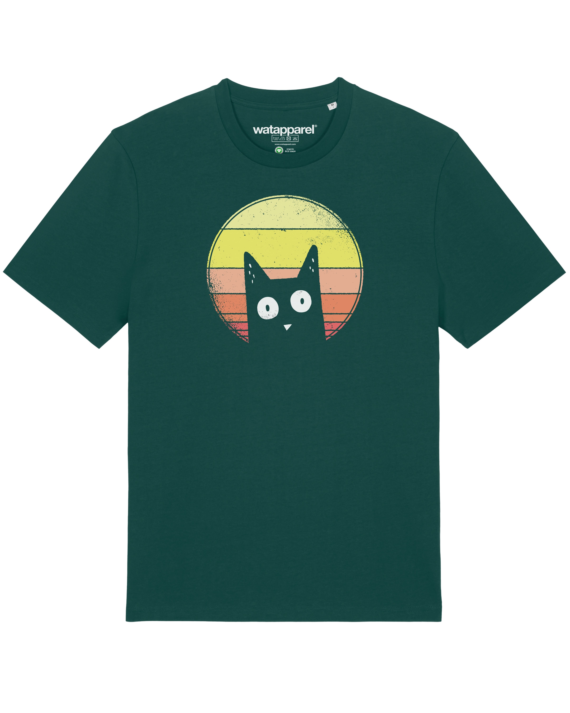 T-Shirt 'Sunset Cat' Watapparel en vert : devant