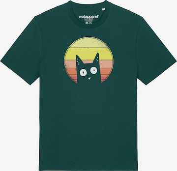 Watapparel Shirt 'Sunset Cat' in Green: front
