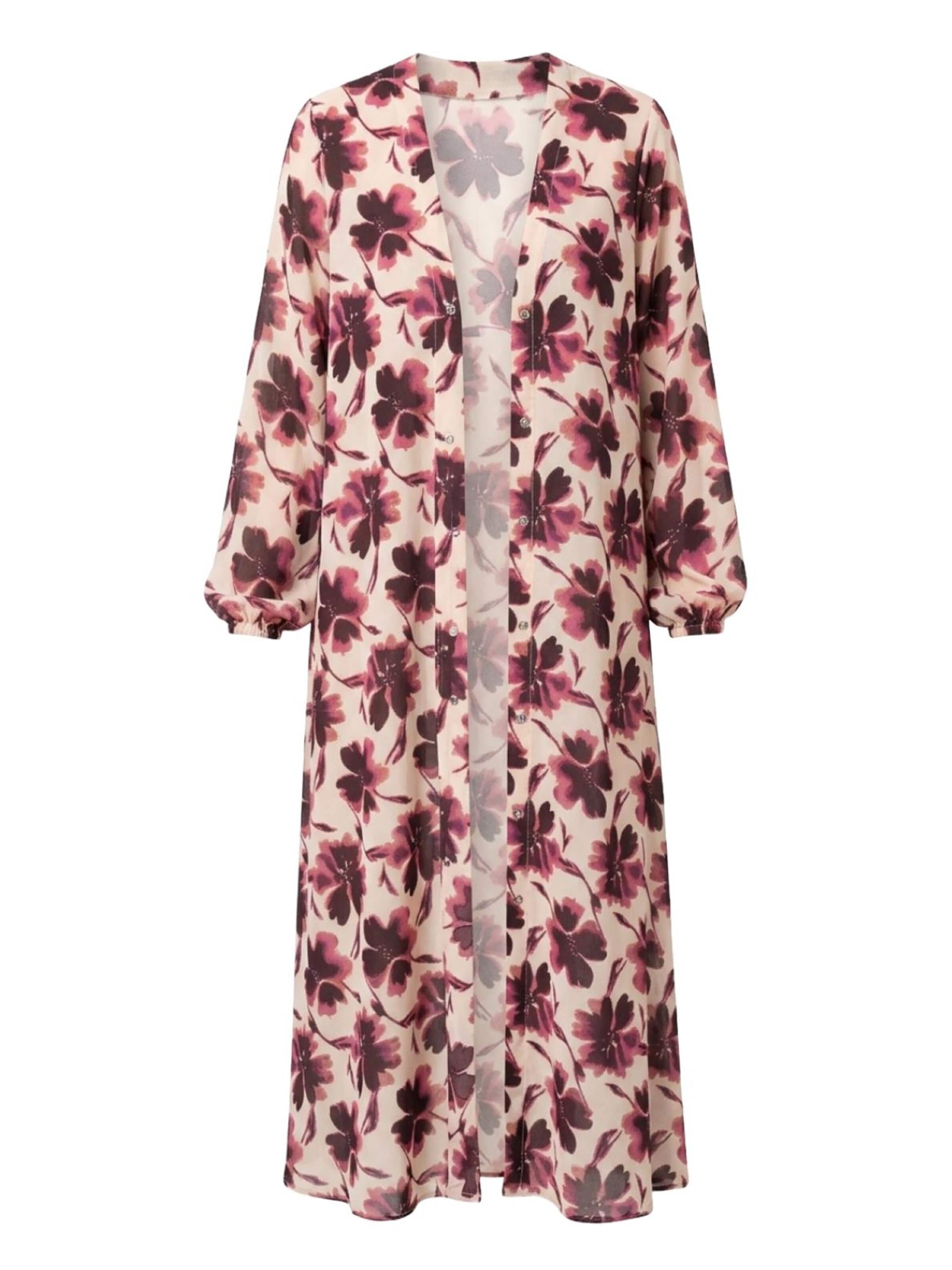 PfauGermany Kimono 'One Size Shrug Abaya in Kimono Style. Length 140 cm. Chest Size 60 cm' in Beige: front