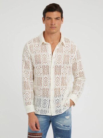 GUESS Regular fit Button Up Shirt in White: front