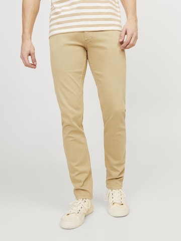 JACK & JONES Slimfit Jeans 'GLENN EVAN CJ 977 SN' in Beige: voorkant