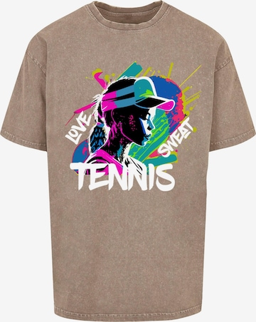 Merchcode T-Shirt 'Tennis Love, Sweat' in Braun: predná strana