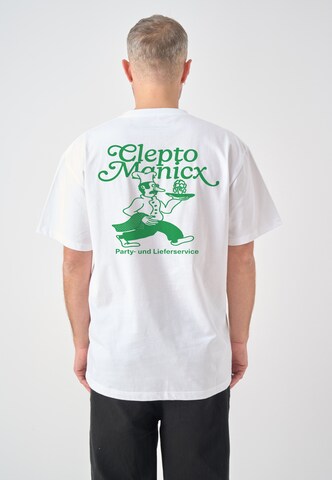 Cleptomanicx T-Shirt 'Partyservice' in Weiß