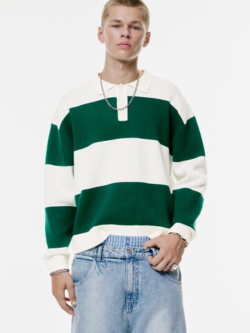 Pull&Bear Svetr 'STWD' – zelená: přední strana