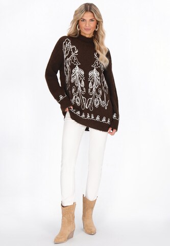 usha FESTIVAL Υπερμέγεθες πουλόβερ σε καφέ
