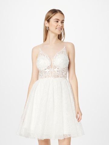 Robe de cocktail Laona en blanc : devant