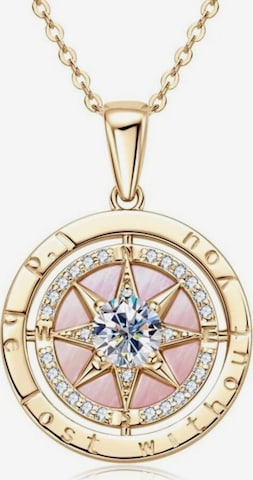 ROUGEMONT Jewellery Kette 'Bezaubernde Kompass Moissanit Halskette 45cm 925 Sterling Silber' in Gold: Vorderseite