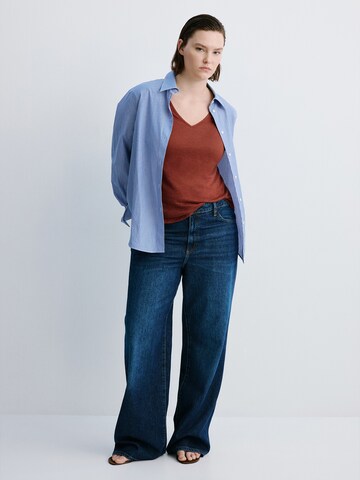 MANGO Majica 'LINITO' | rdeča barva