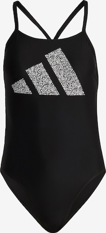 ADIDAS PERFORMANCE Спортен бански '3 Bar Logo Print' в черно: отпред