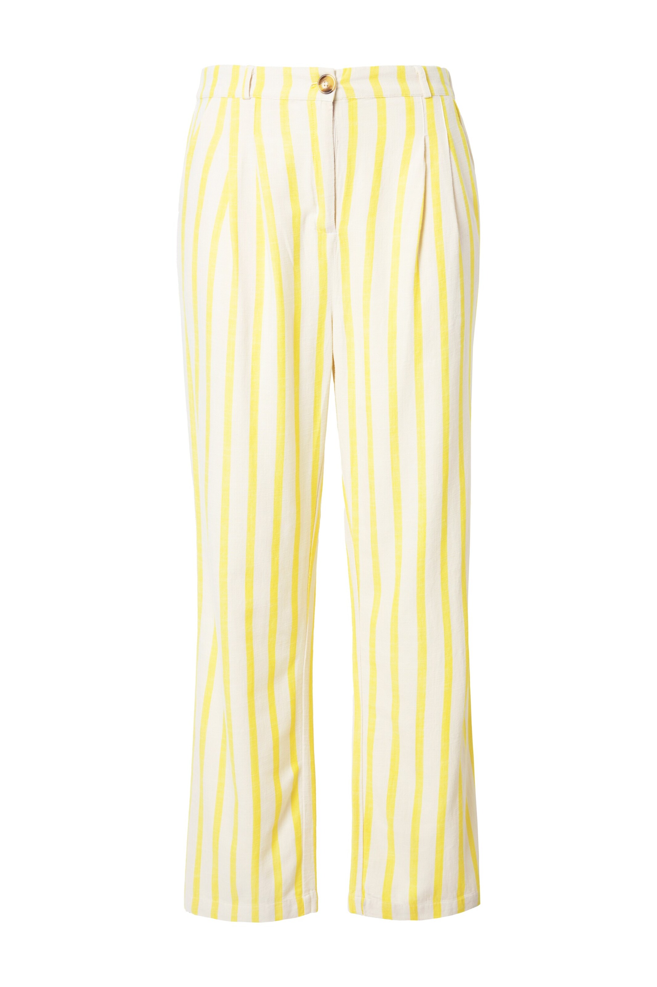 Studio Untold Wide leg Bandplooibroek in Geel: voorkant