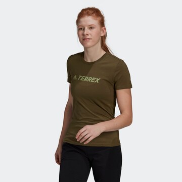 ADIDAS TERREX Skinny Fit Функционална тениска в зелено: отпред