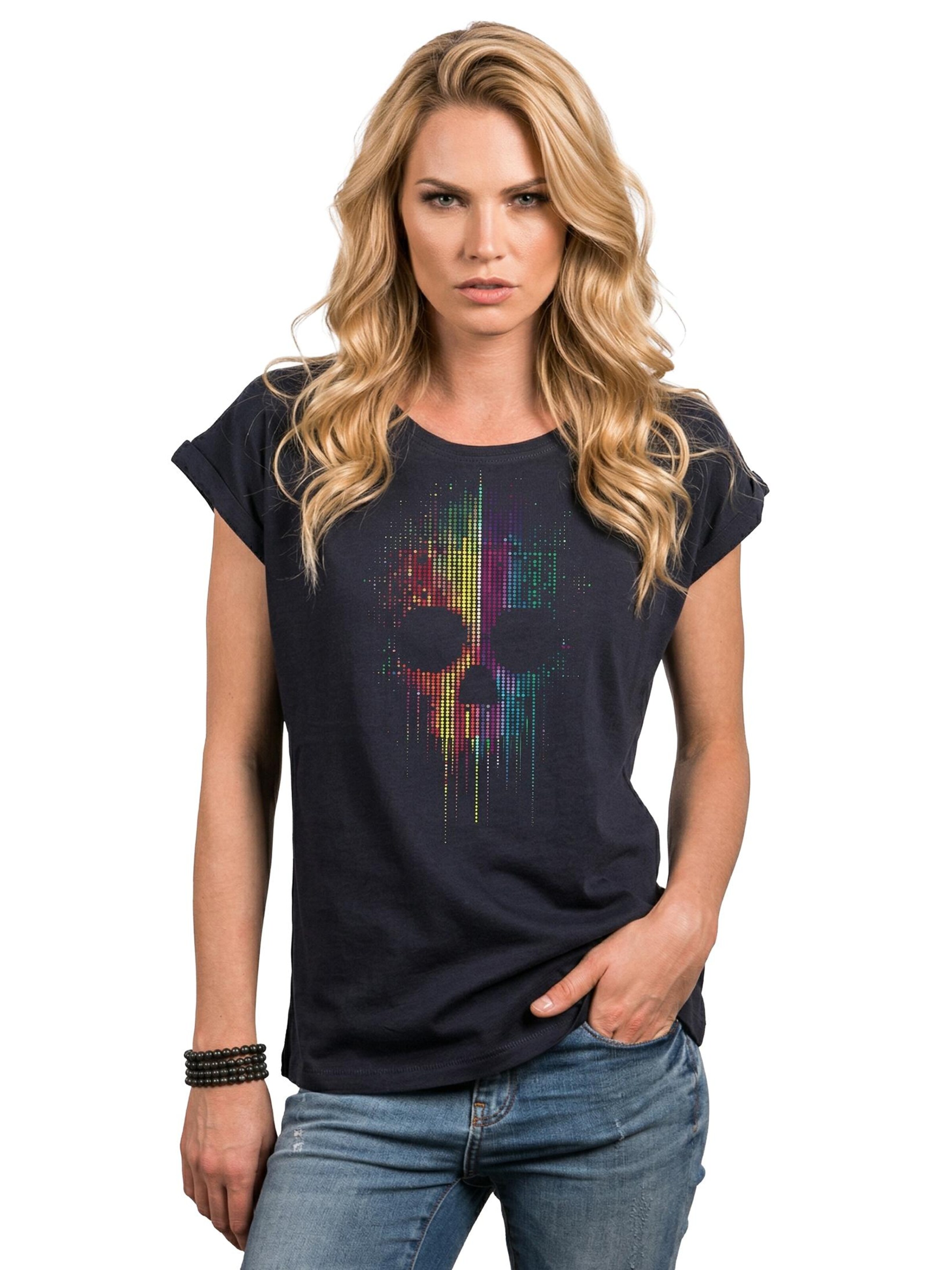 MAKAYA Shirt 'Ai Dot Skull' in Blue