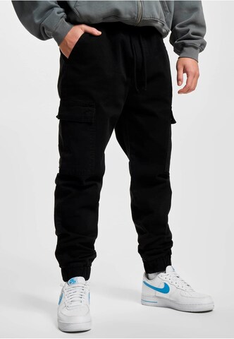 DEF Loosefit Cargojeans in Zwart: voorkant