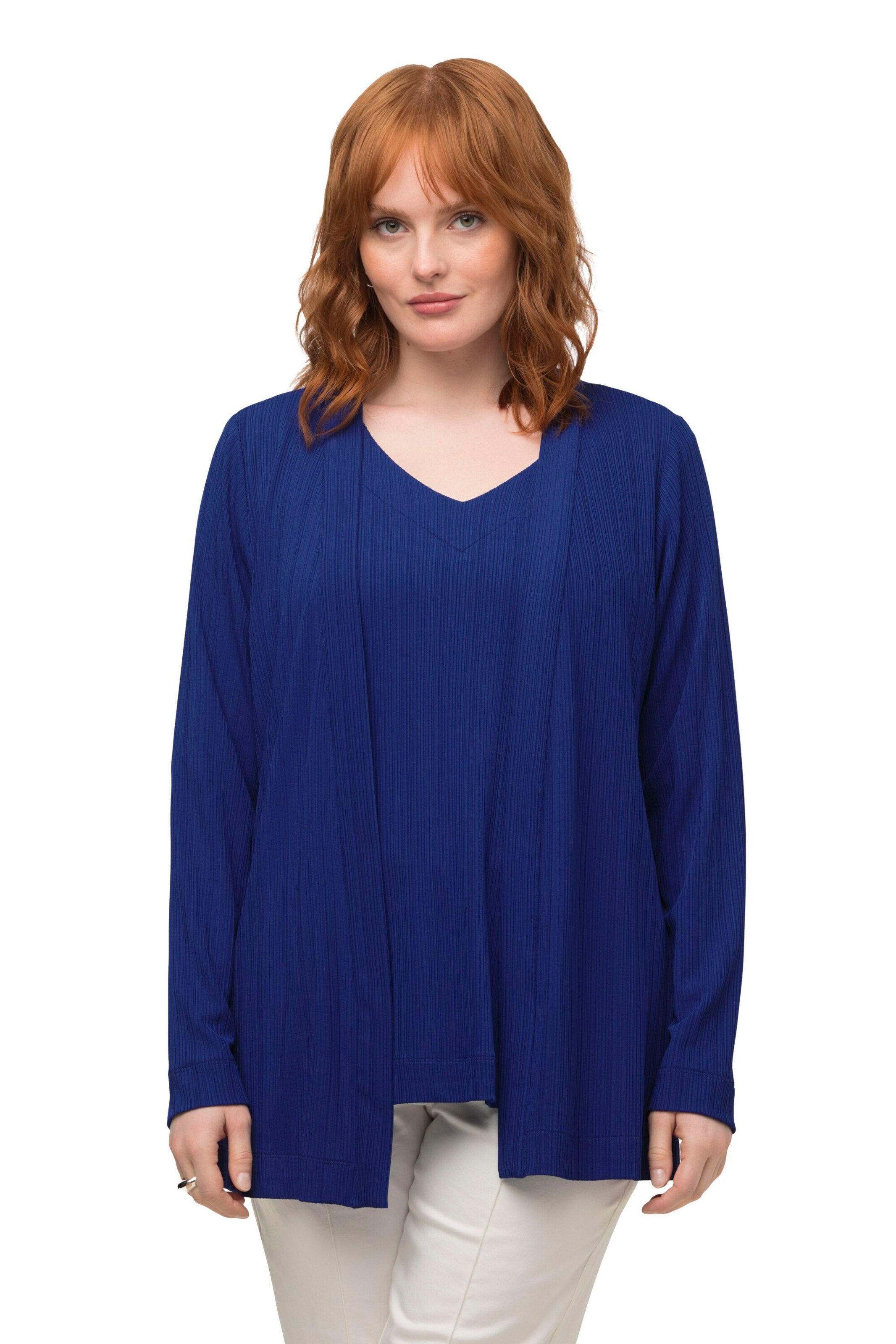 Ulla Popken Strickjacke in Blau: Vorderseite