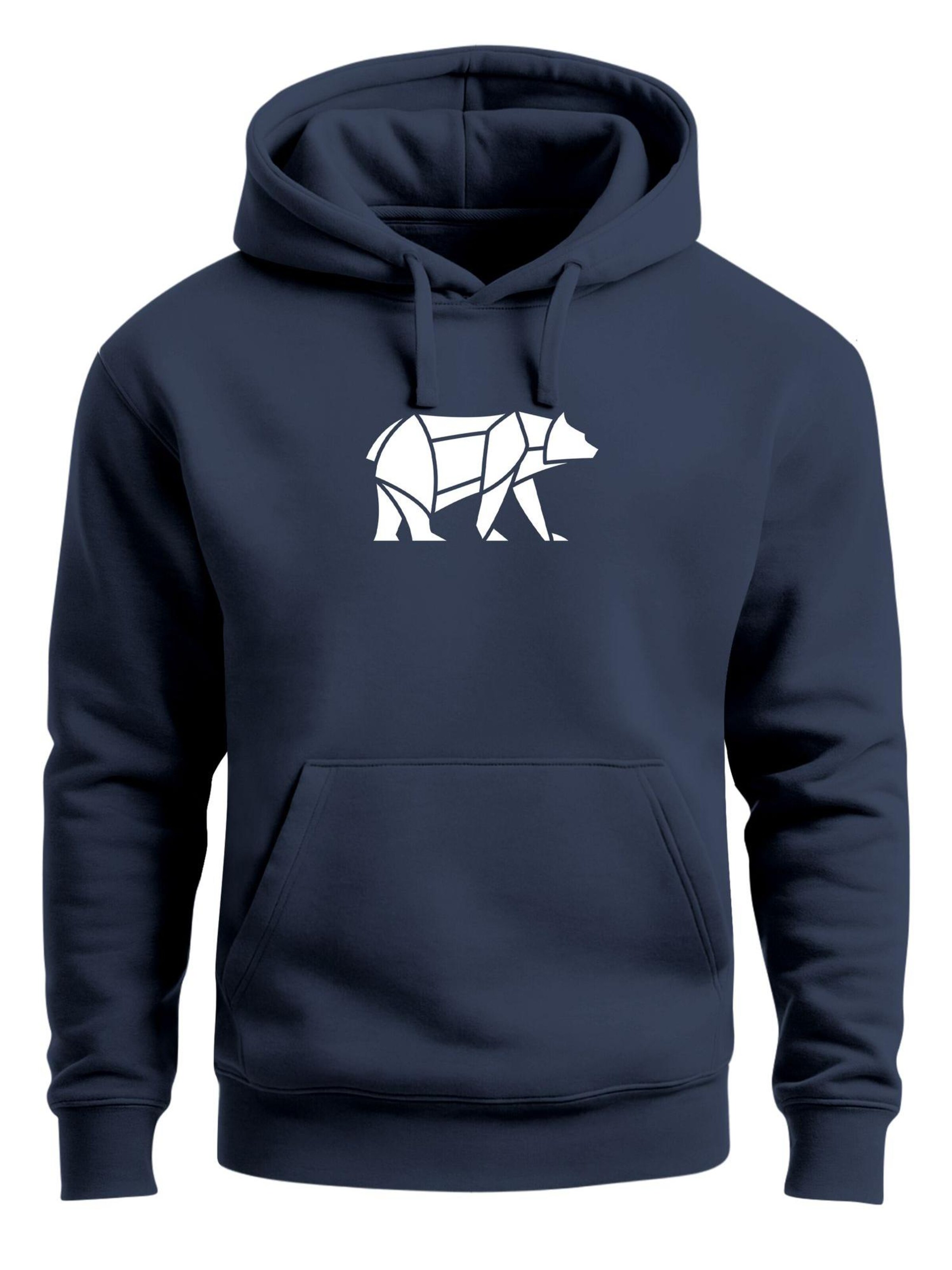 Neverless Sweatshirt 'Bär Lineart Polygon' in Blue: front