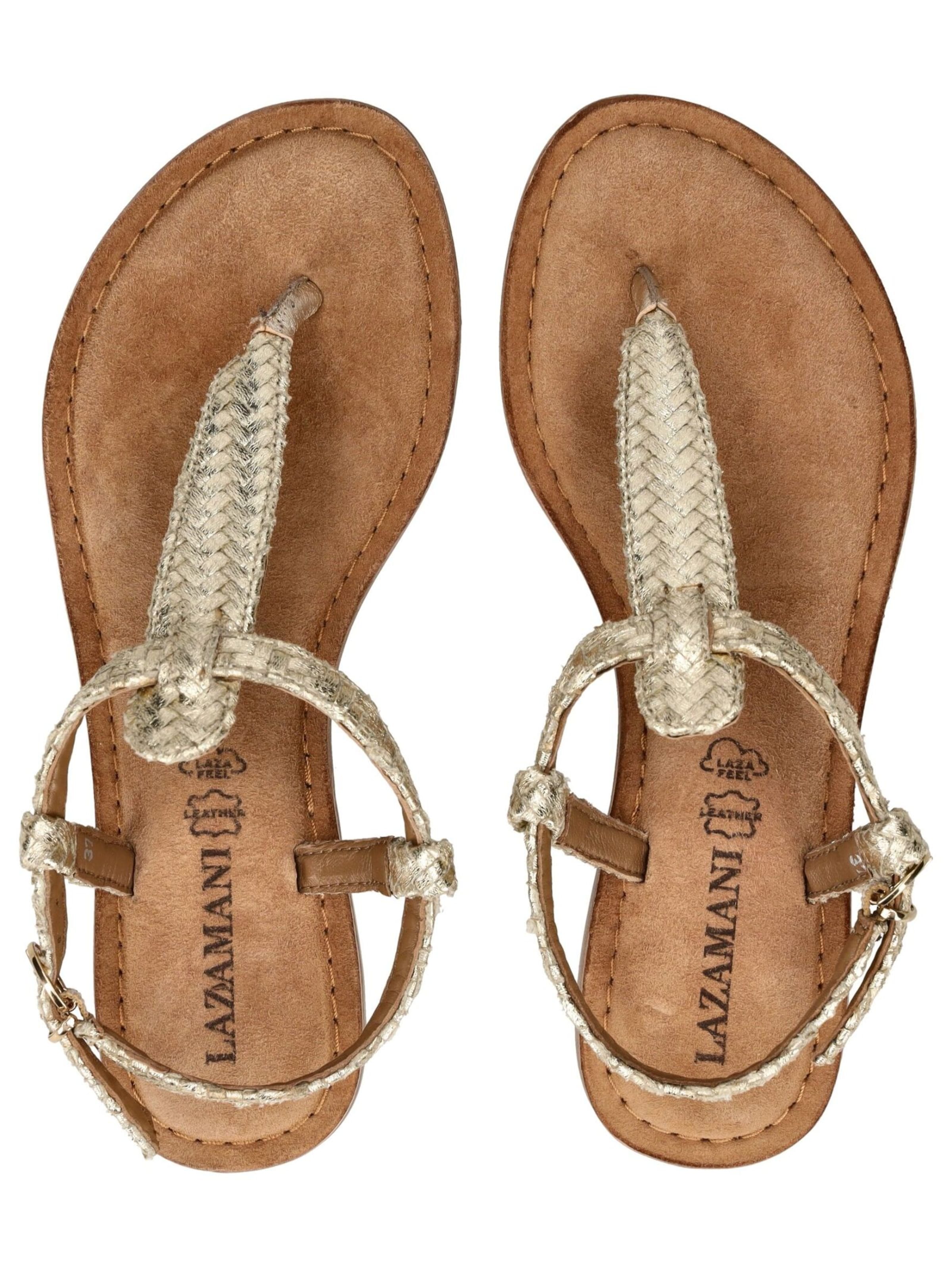 LAZAMANI T-bar sandals in Gold