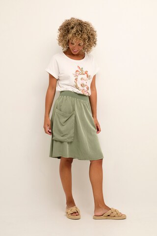 Cream Skirt 'Line' in Green