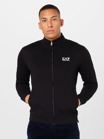 EA7 Emporio Armani - Sudadera con cremallera en negro: frente