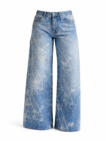 Wide Leg Jean 'RHINESTONE PALAZZO MID RISE JEANS (Lenght 30)' IT'S BASIC en bleu : devant