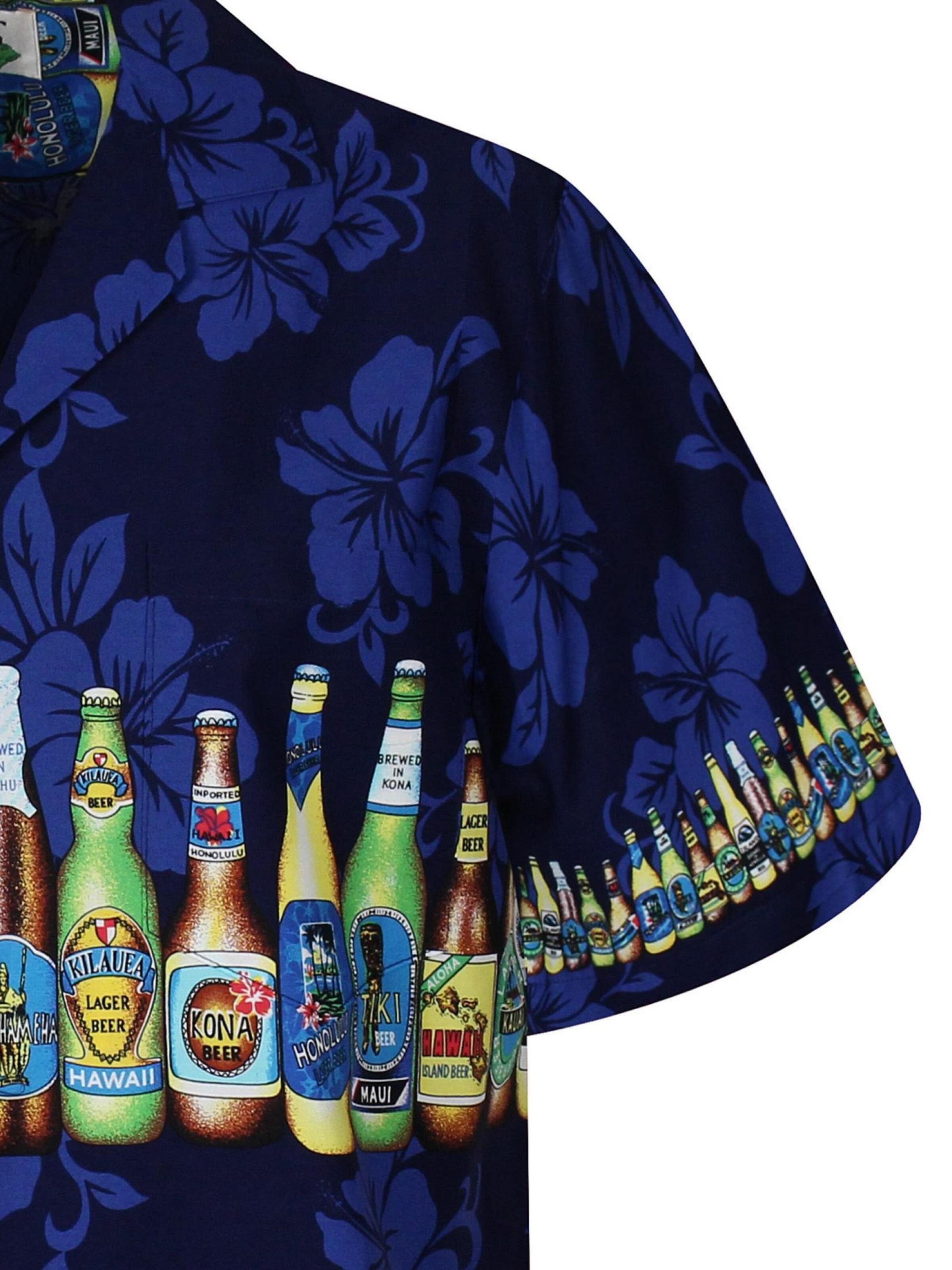 KY's Regular fit Overhemd 'Bierflaschen Brustdruck' in Blauw