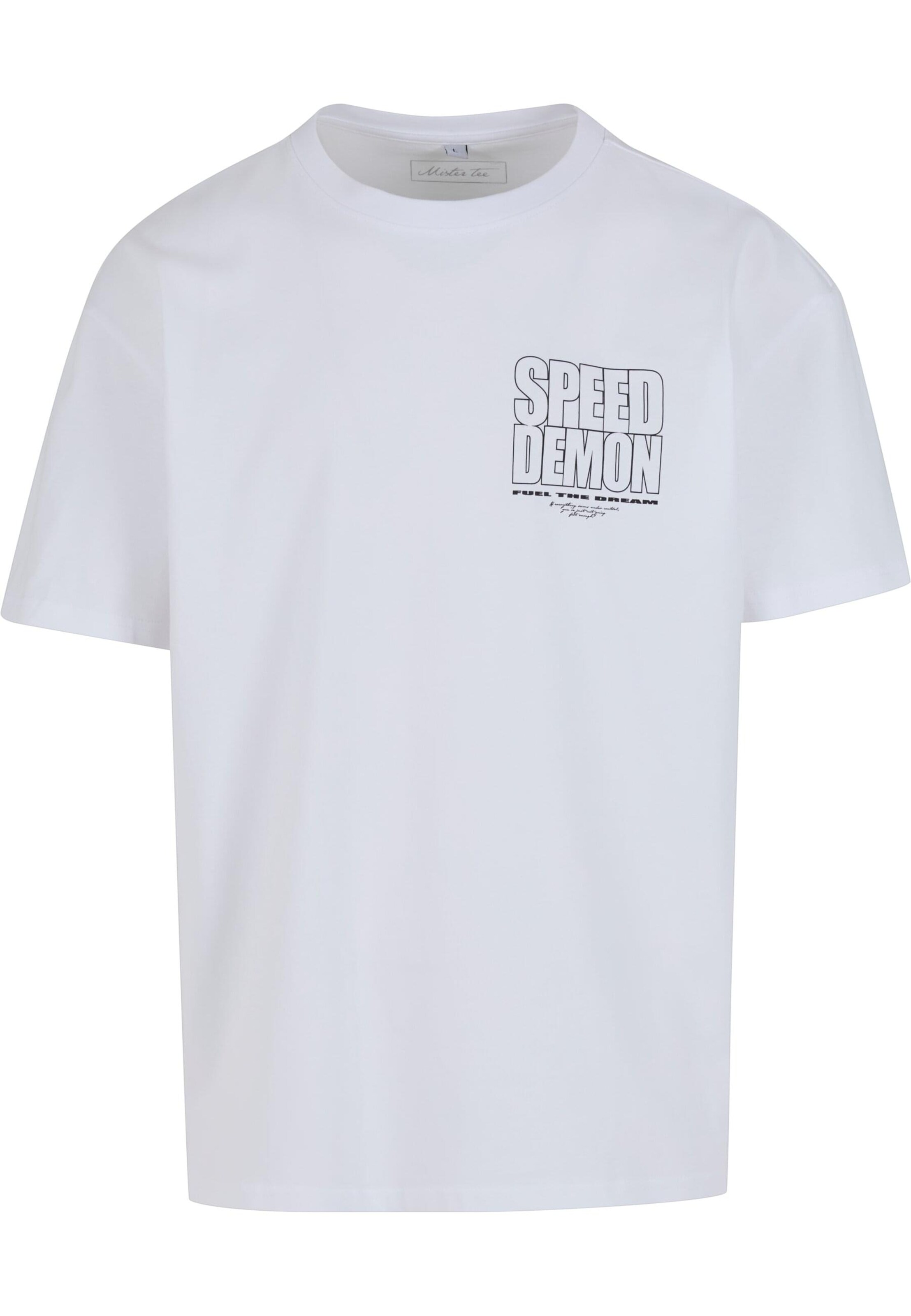 Mister Tee - Camisa 'Speed Demon' em branco: frente