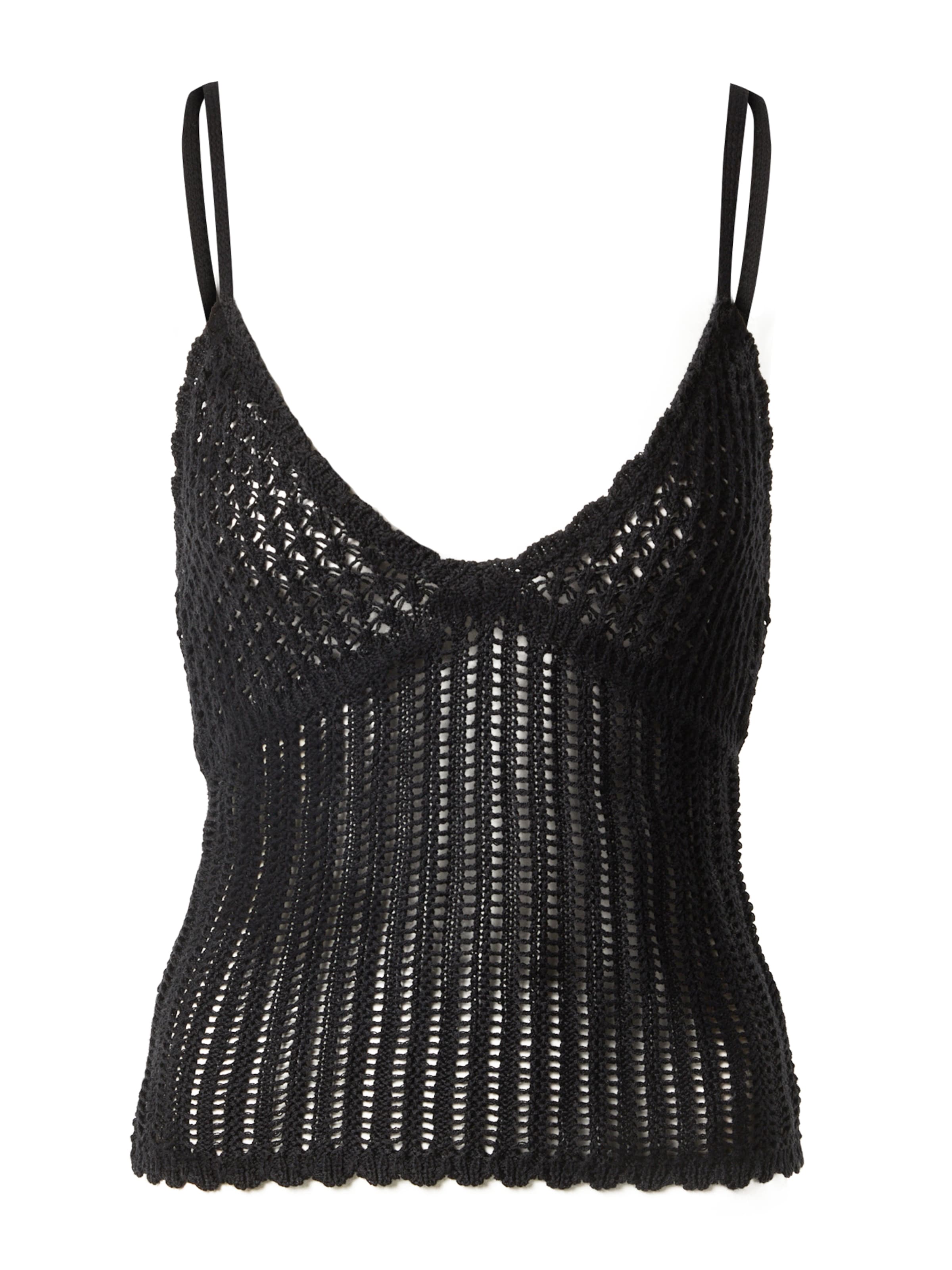 LENI KLUM x ABOUT YOU Kootud topp 'Liv', värv must: eest vaates