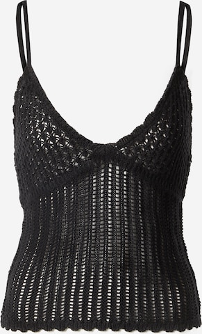 LENI KLUM x ABOUT YOU Knitted Top 'Liv' in Black: front