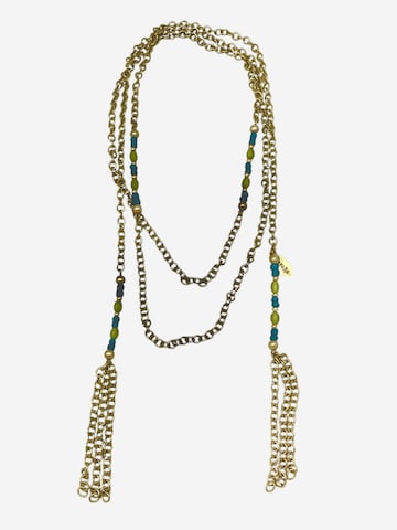 Gloria Mago Necklace 'Long multi-position necklace with gold-plated green chain and crystal' in Gold: front